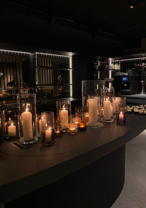 Candle lights on a table